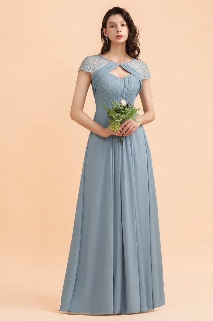 Chic Short Sleeves Lace Chiffon Bridesmaid Dress with Ruffles - Image 3