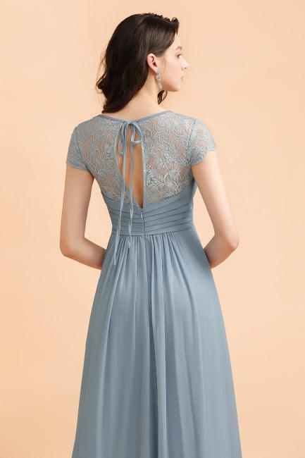 Chic Short Sleeves Lace Chiffon Bridesmaid Dress with Ruffles - Image 4