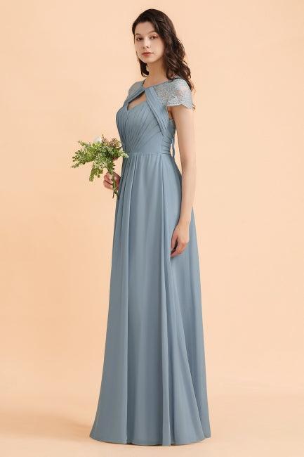 Chic Short Sleeves Lace Chiffon Bridesmaid Dress with Ruffles - Image 7