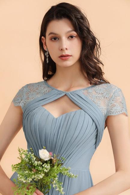 Chic Short Sleeves Lace Chiffon Bridesmaid Dress with Ruffles - Image 8