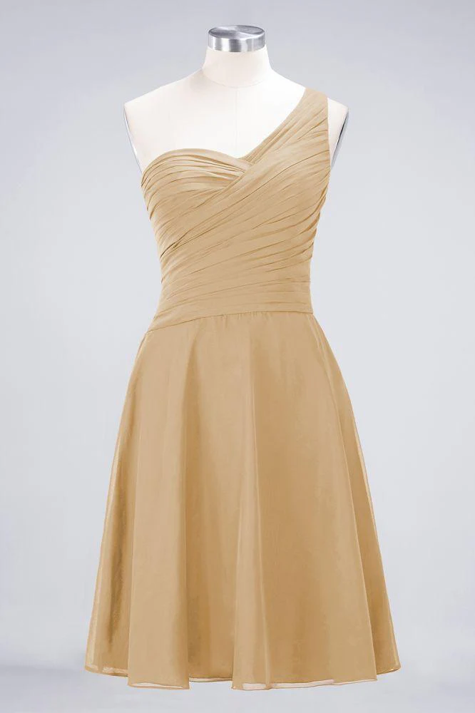 One-Shoulder Sweetheart Knee-Length Bridesmaid Dress Ruffles aline Party Dress - Image 20