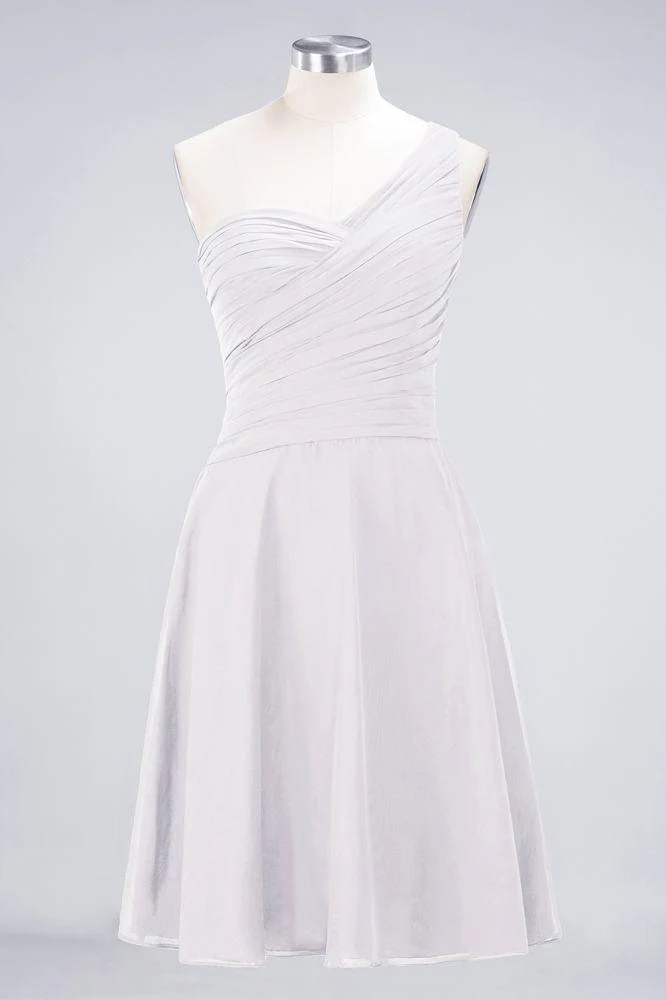One-Shoulder Sweetheart Knee-Length Bridesmaid Dress Ruffles aline Party Dress - Image 8