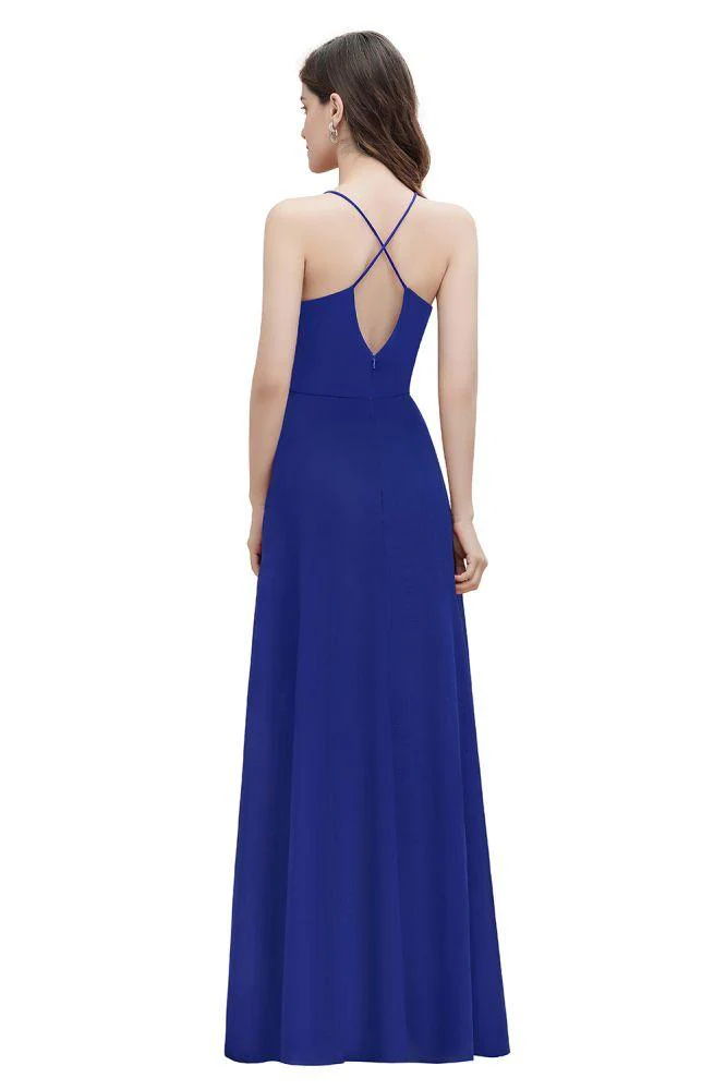 Spaghetti Bateau Aline Evening Maxi Dress Sequins Chiffon Bridesmaid Dress - Image 10