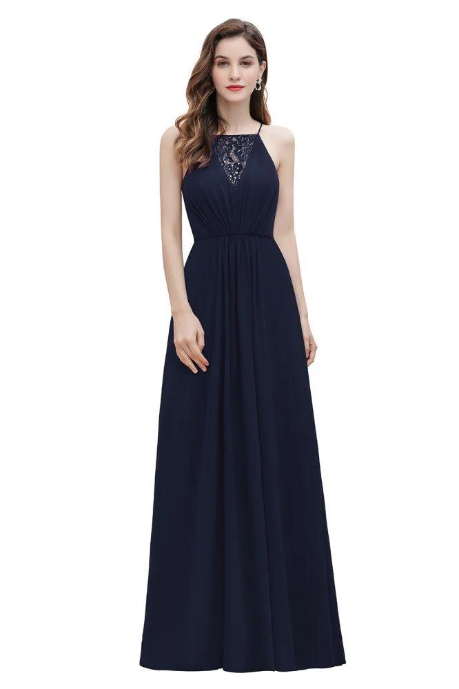 Spaghetti Bateau Aline Evening Maxi Dress Sequins Chiffon Bridesmaid Dress - Image 11