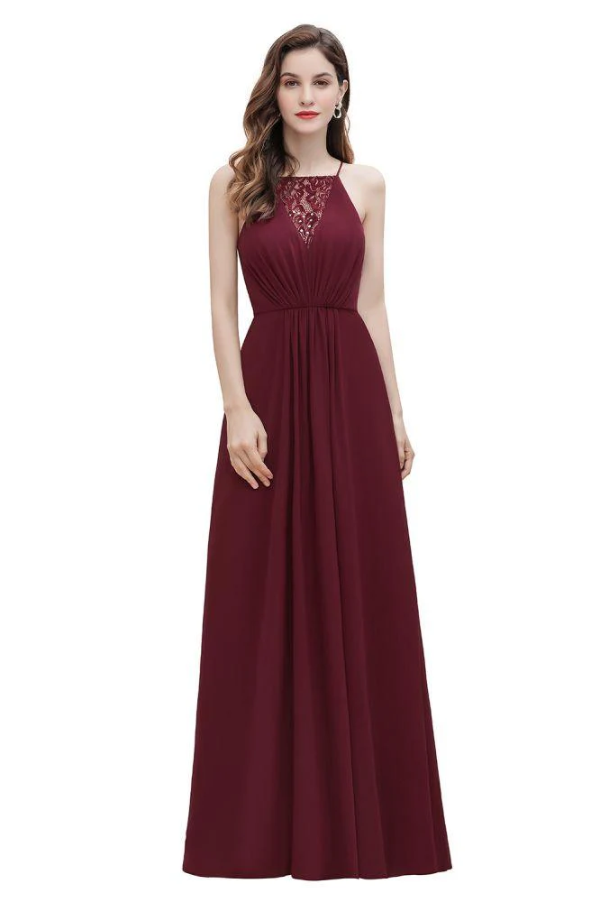 Spaghetti Bateau Aline Evening Maxi Dress Sequins Chiffon Bridesmaid Dress - Image 8