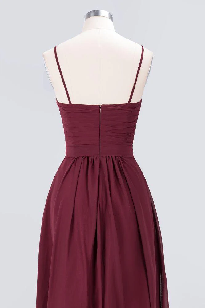 Spaghetti-Straps Backless Bridesmaid Dress  Ruffles Chiffon Wedding Party Dress - Image 6